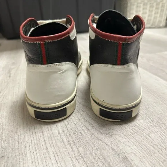 Gucci UK 9.5 US 10 Navy and white Hightop sneakers - Picture 5 of 11